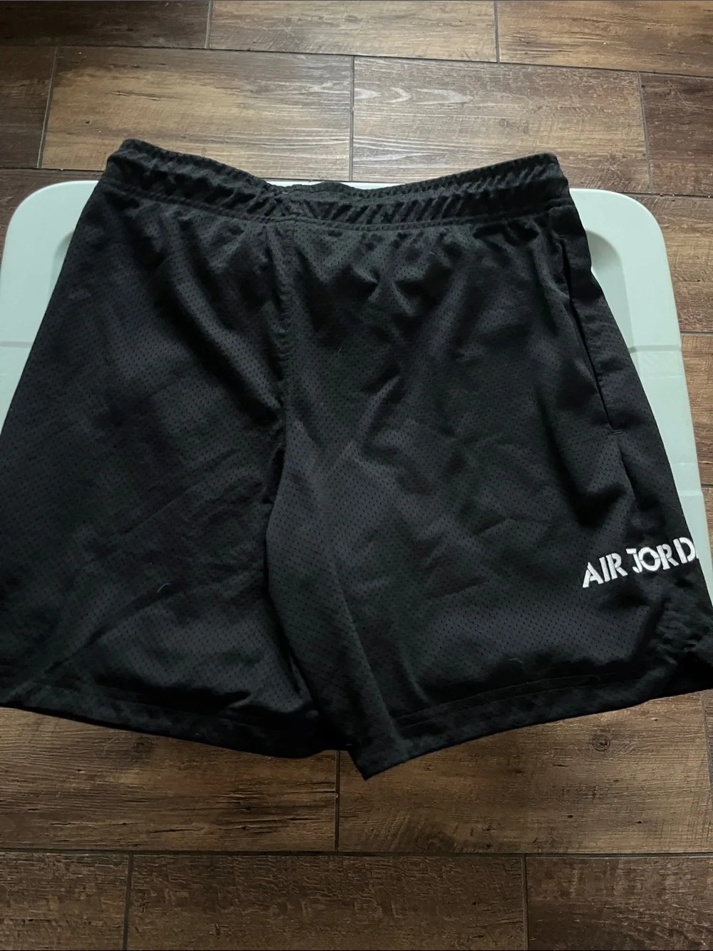 Jordan Men’s Black Athletic Mesh Shorts with Red Accent Patch